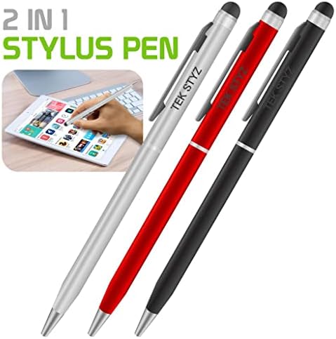 Pro Stylus Pen עבור Lava Iris Atom 2 עם דיו, דיוק גבוה, צורה רגישה במיוחד וקומפקטית למסכי מגע [3 חבילה-שחור-אדום-סילבר]